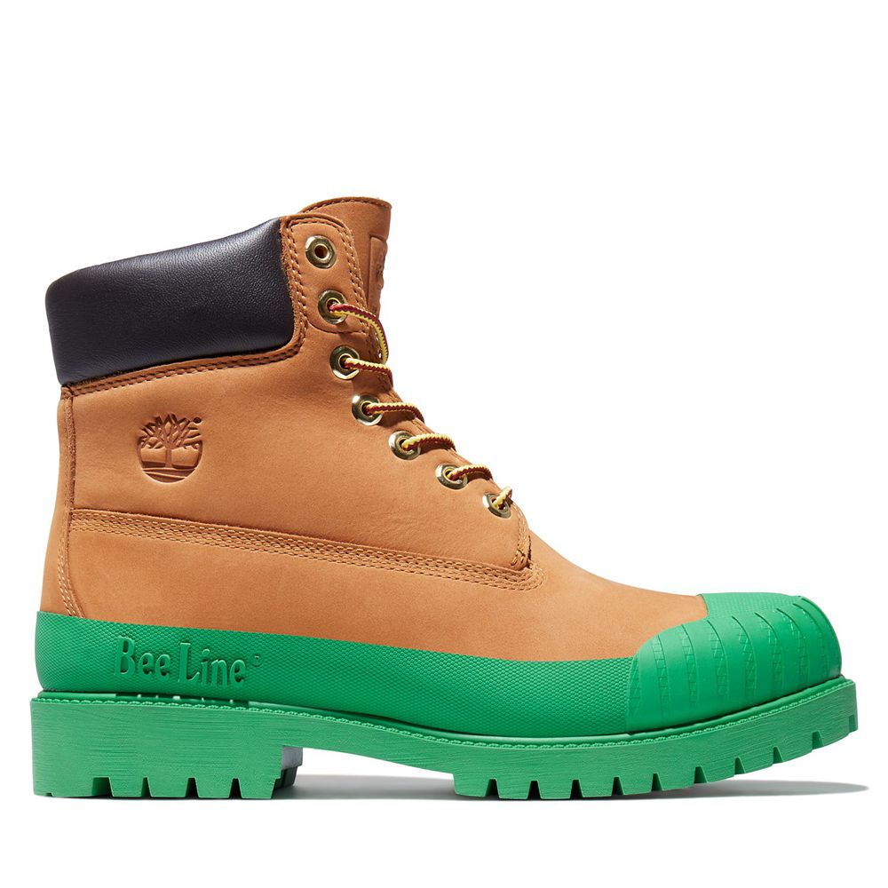 Bocanci 6-Inch Timberland Barbati Maro/Verzi - Bee Line X Waterproof Rubber Toe - Romania - DPJZBI19